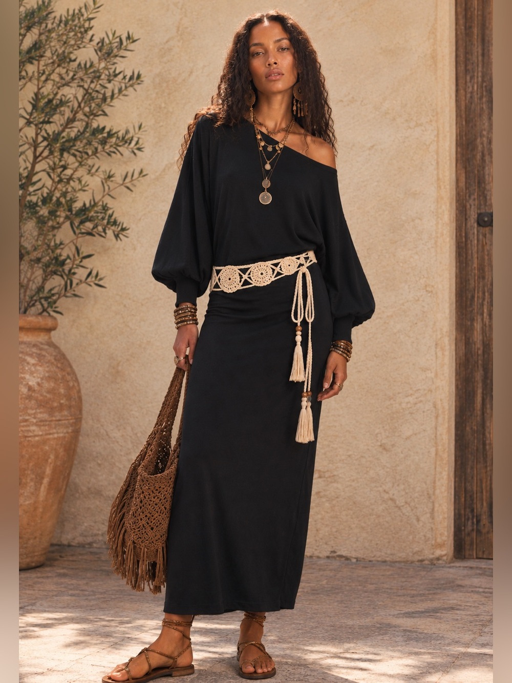 Free People Beach Elegant Black Maxi Dress